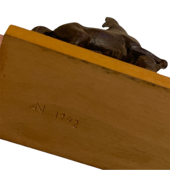 1972 Elegant Brown Horse and Rider Sculpture Made of Wood - Picture 6 of 7